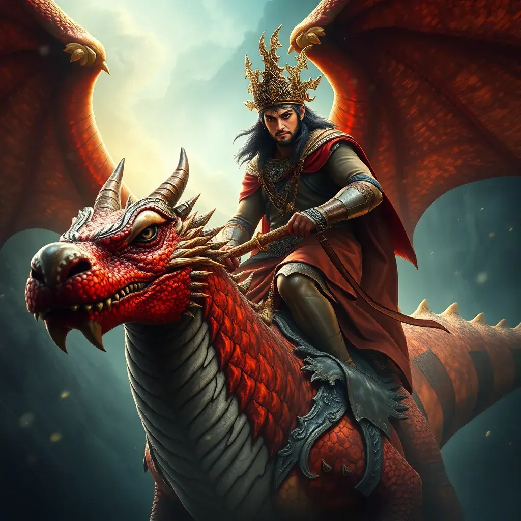 Ancient prince riding dragon