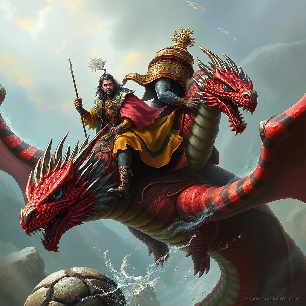 Ancient prince riding dragon