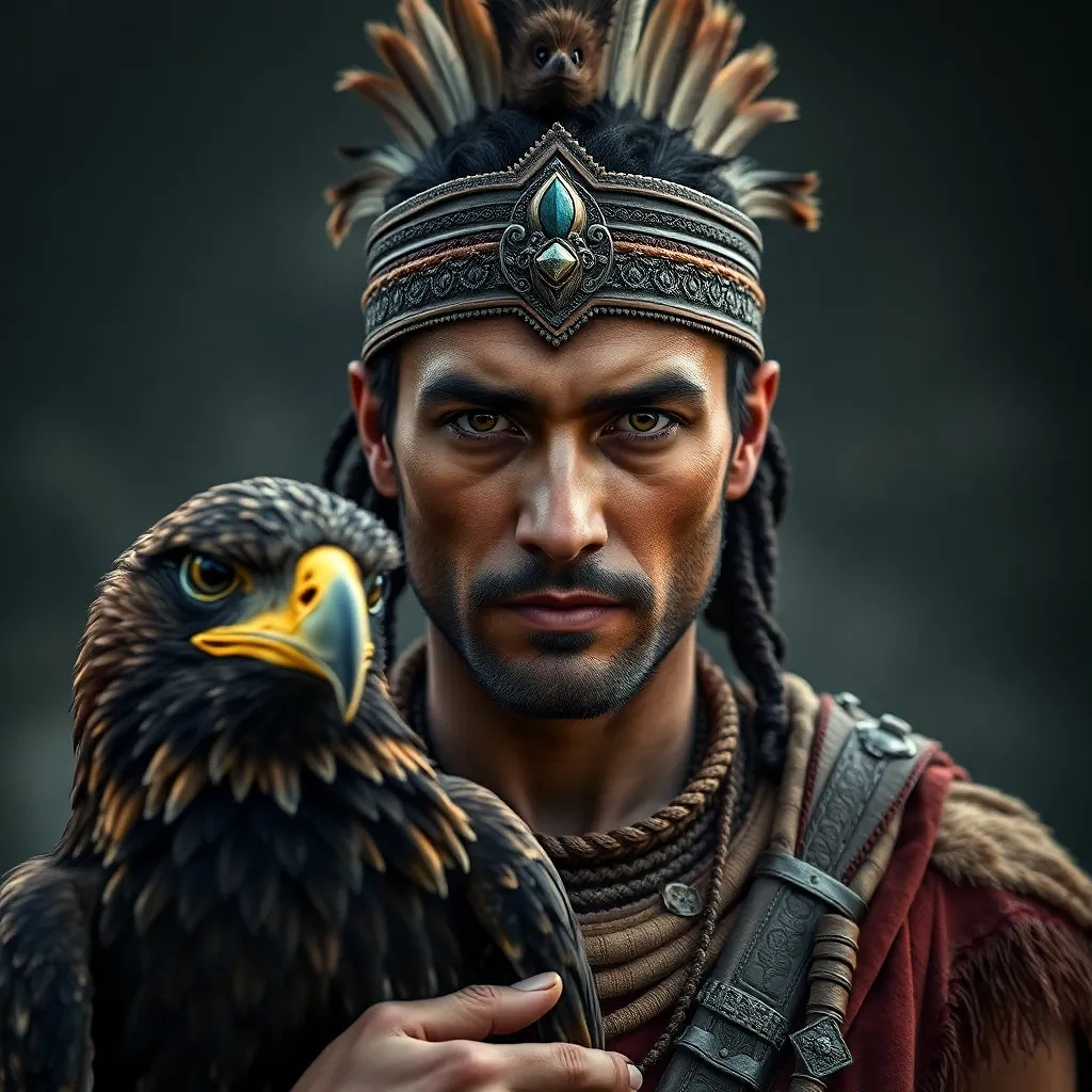 Ancient warrior with his eagle