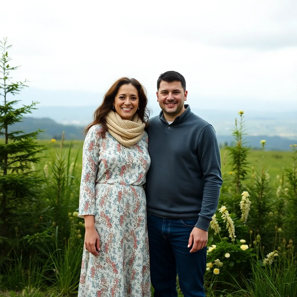Happy Canadian couple, full body
