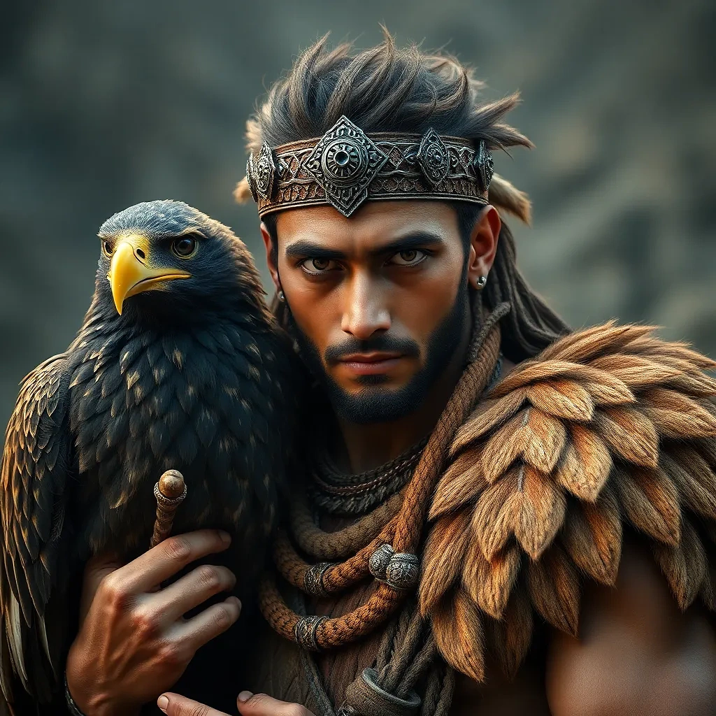 Ancient warrior with his eagle