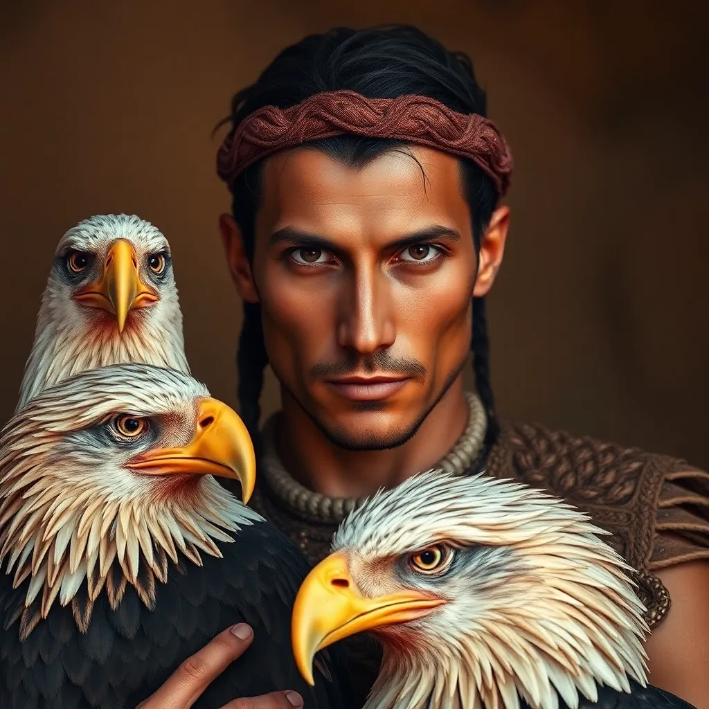Ancient warrior with his eagle
