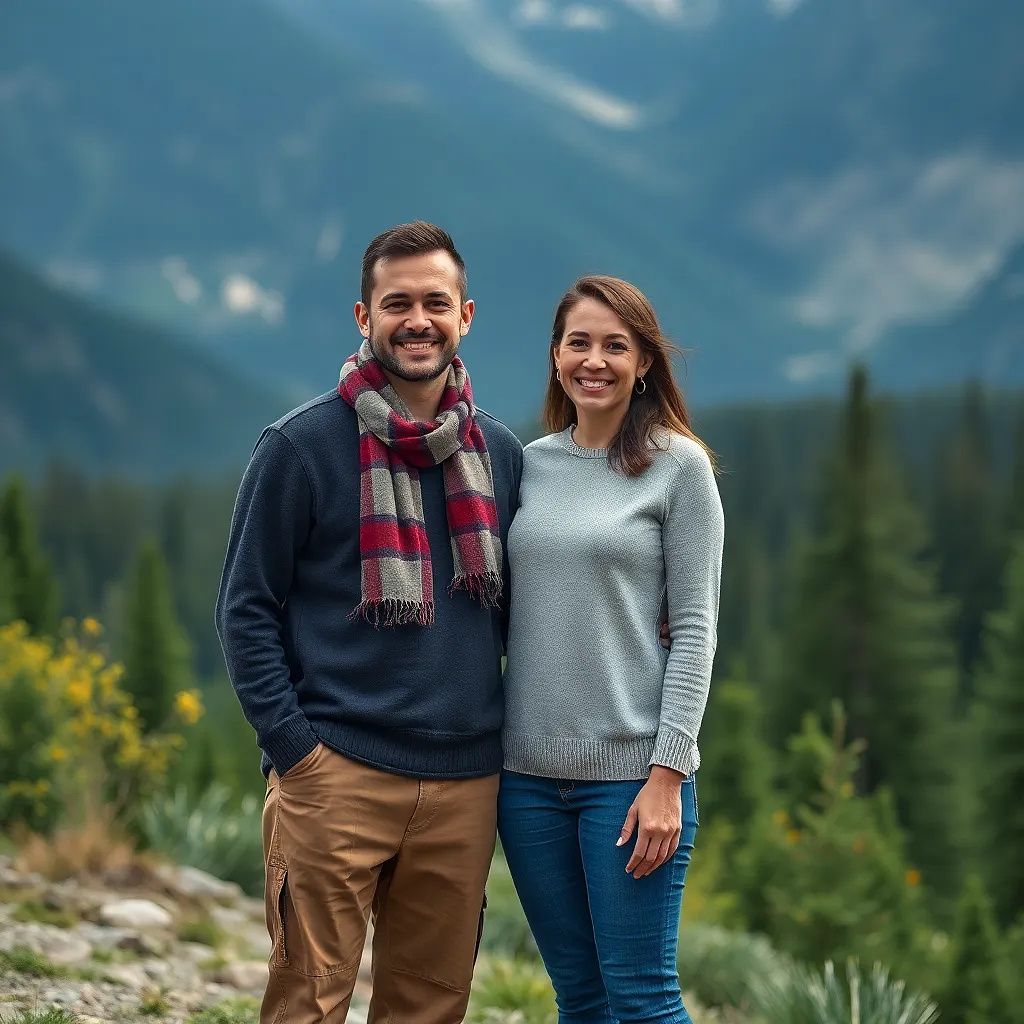 Happy Canadian couple, full body