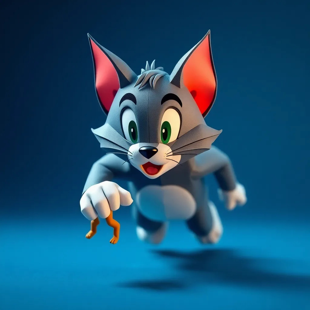 Tom running after Jerry. Tom and Jerry are the famous cartoon characters.