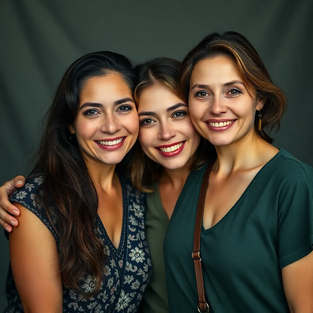 Great Friendship between women, detailed background, Full-length portrait