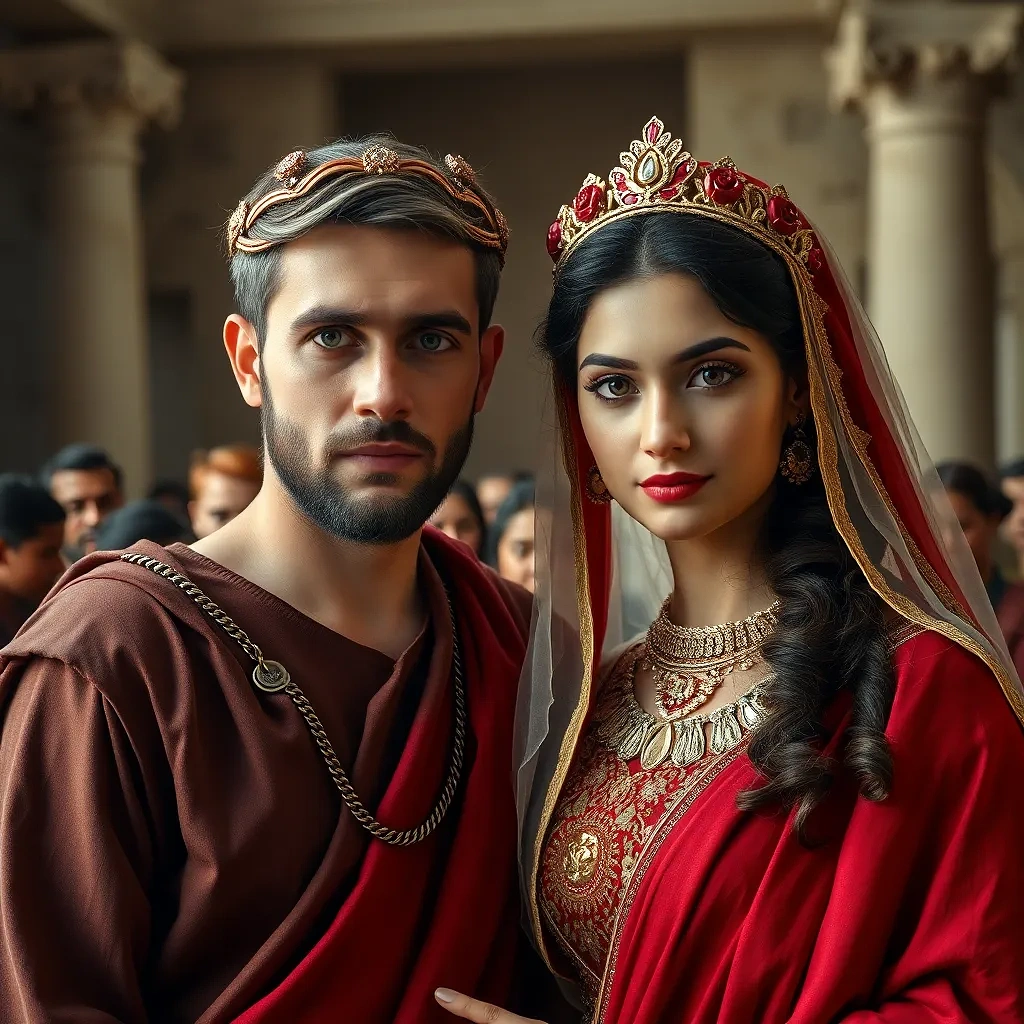 Marriage ceremony, married couple In ancient Roman religion, full background