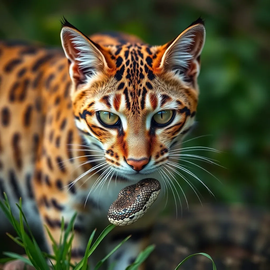 a fatal fight between a cat an strong snake