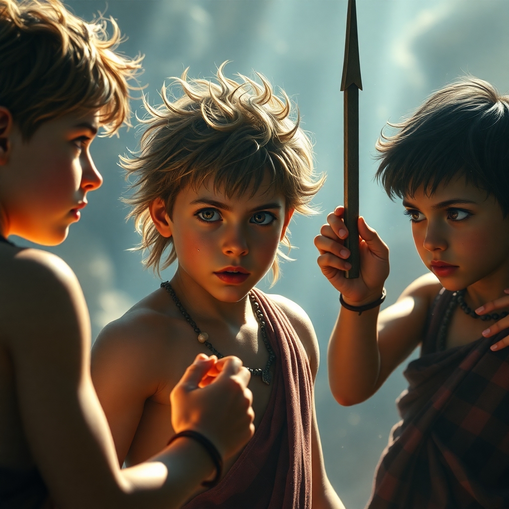 Boys playing in the  500 BC year