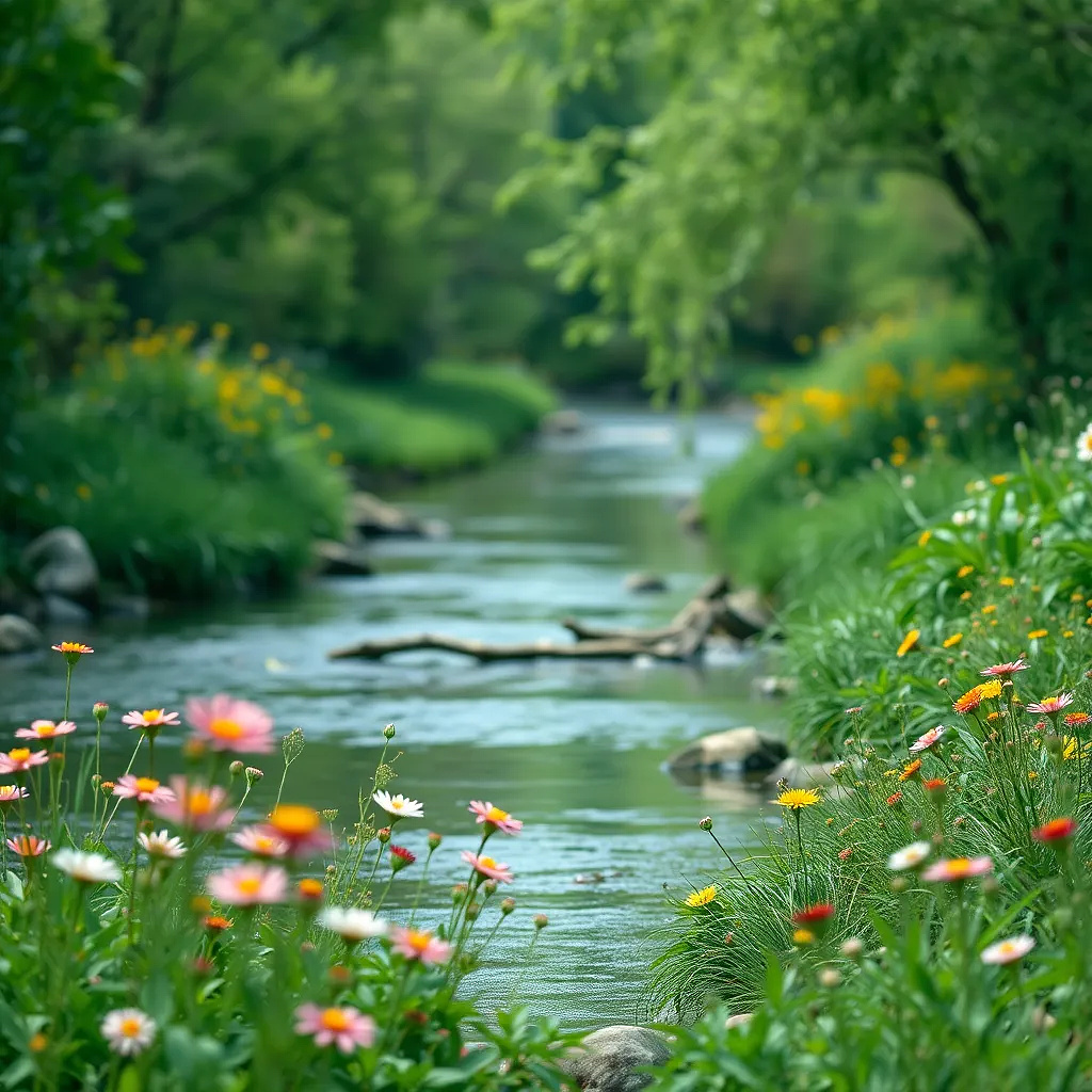 Flowers in the river. Beautiful view.