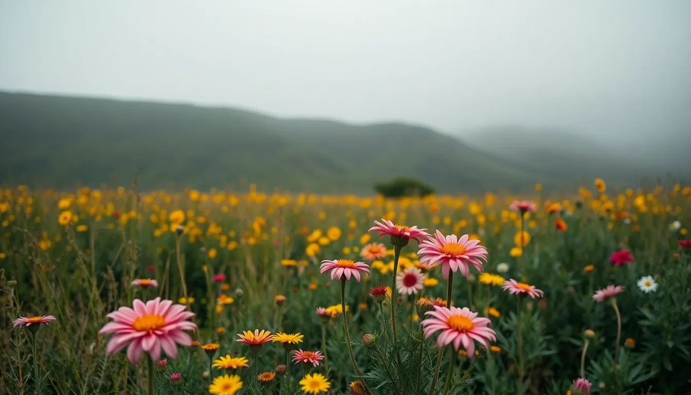 beautiful flowers in the vast nature