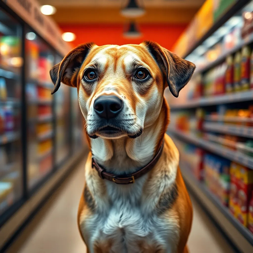 dog in the supermarket