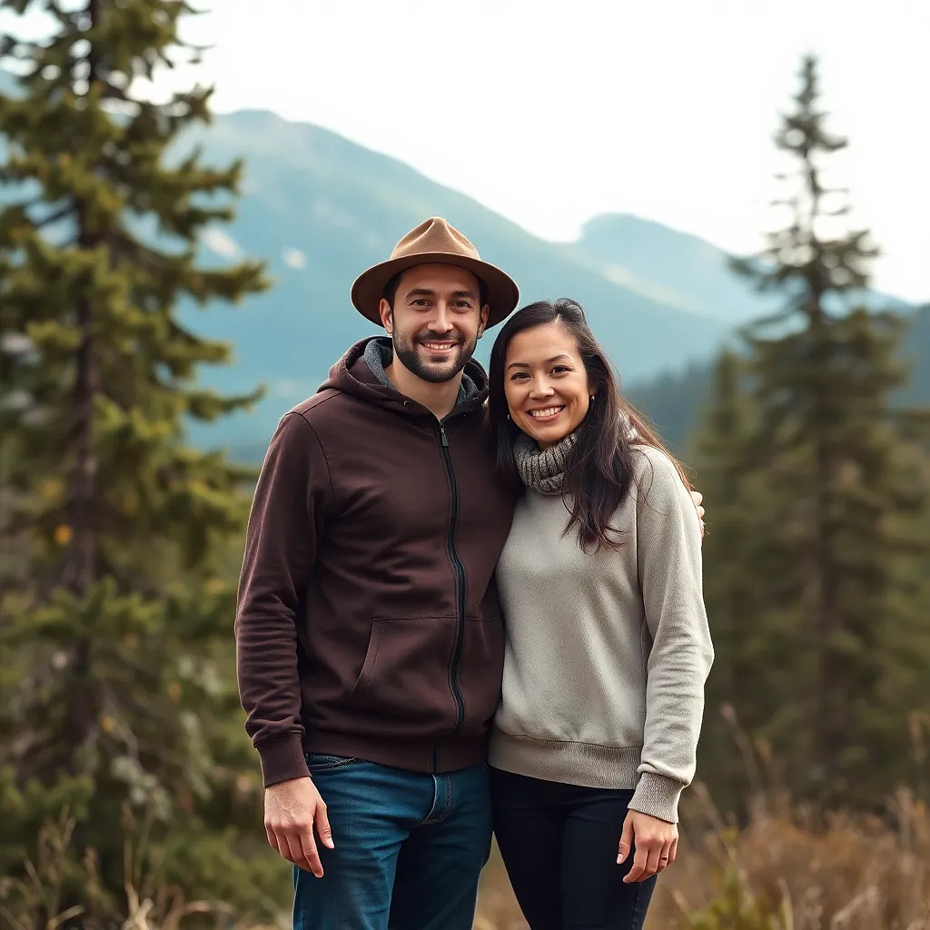 Happy Canadian couple, full body