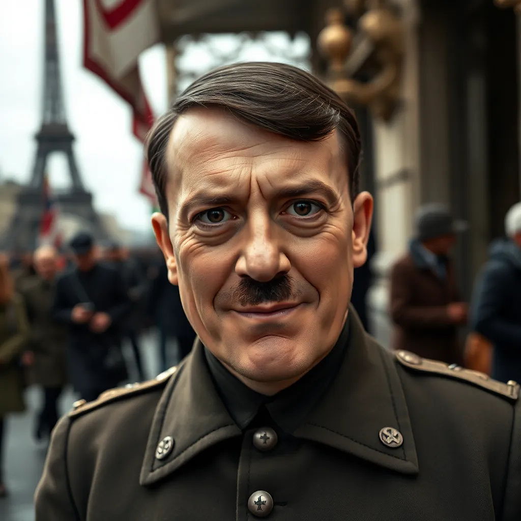 Happy Hitler in Paris after his victory