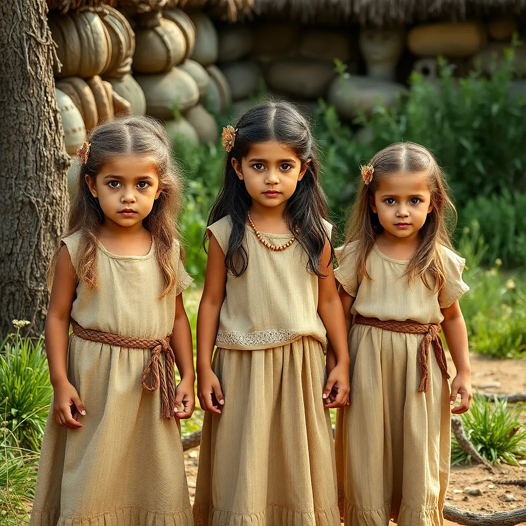 3 Little girls playing in the year 500 BC,