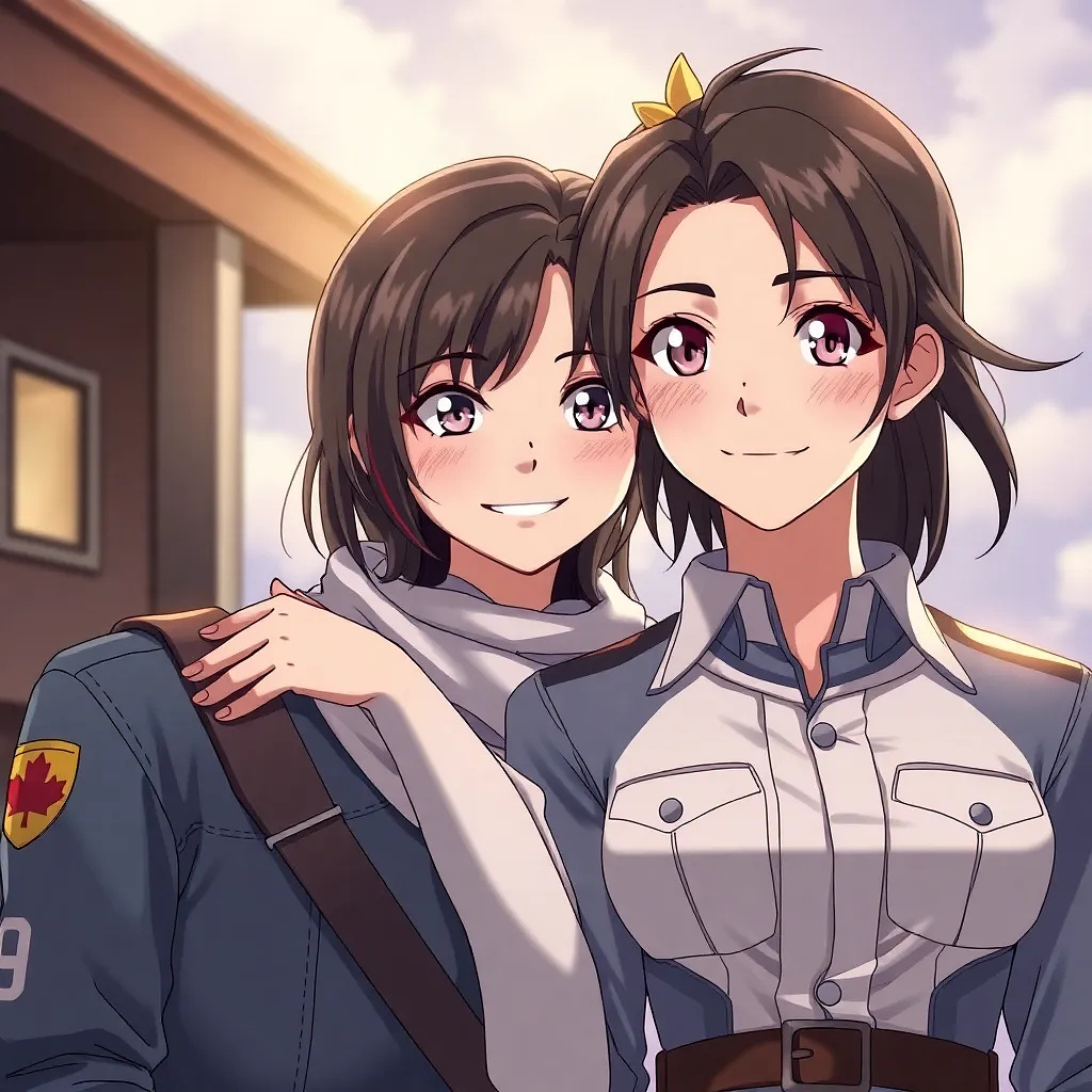 Happy Canadian couple, full body
