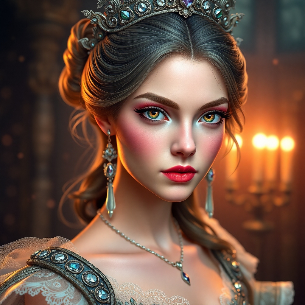 French princess with beautiful hair.