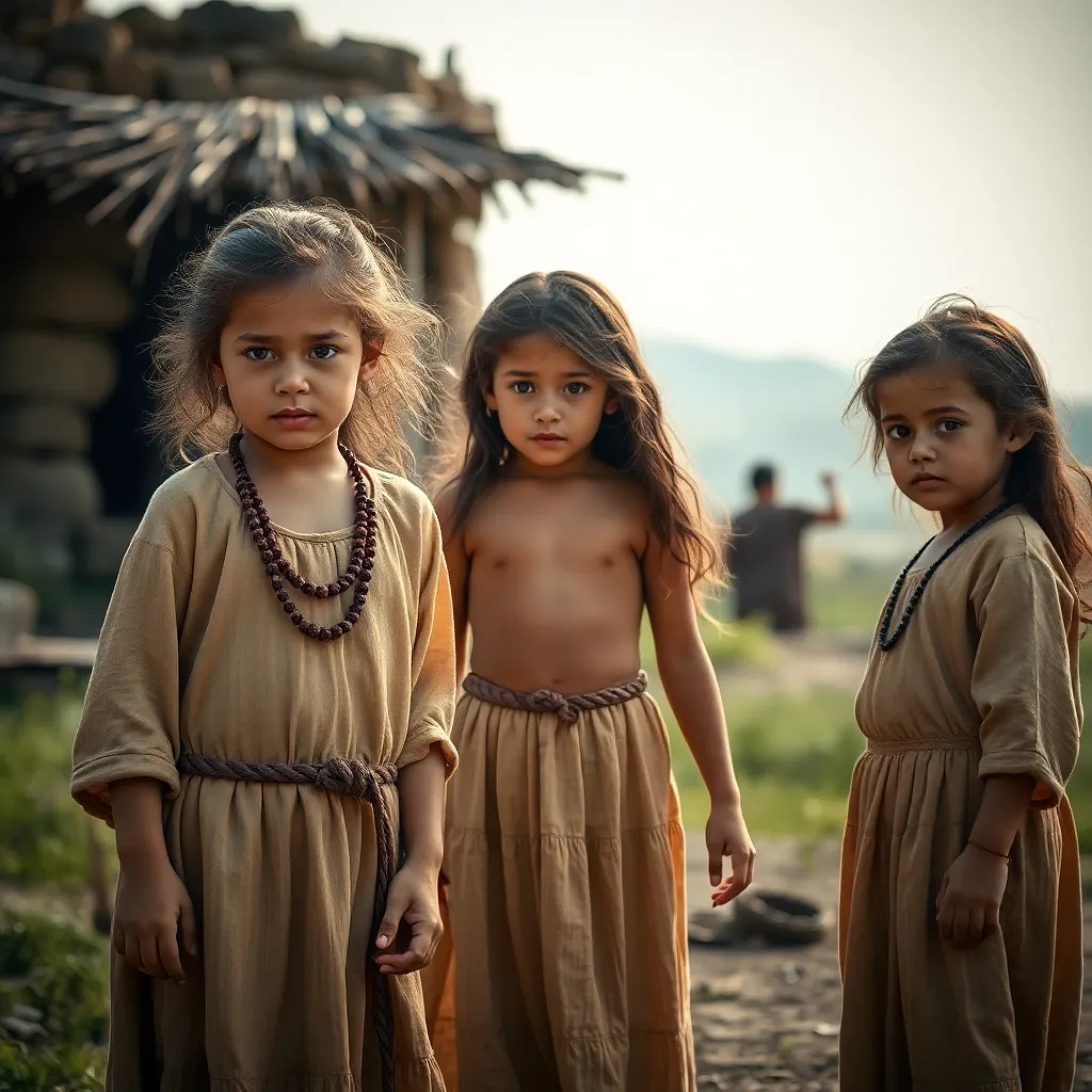 3 Little girls playing in the year 500 BC,