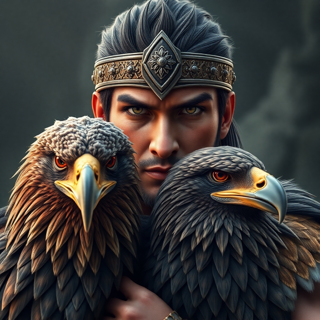Ancient warrior with his eagle