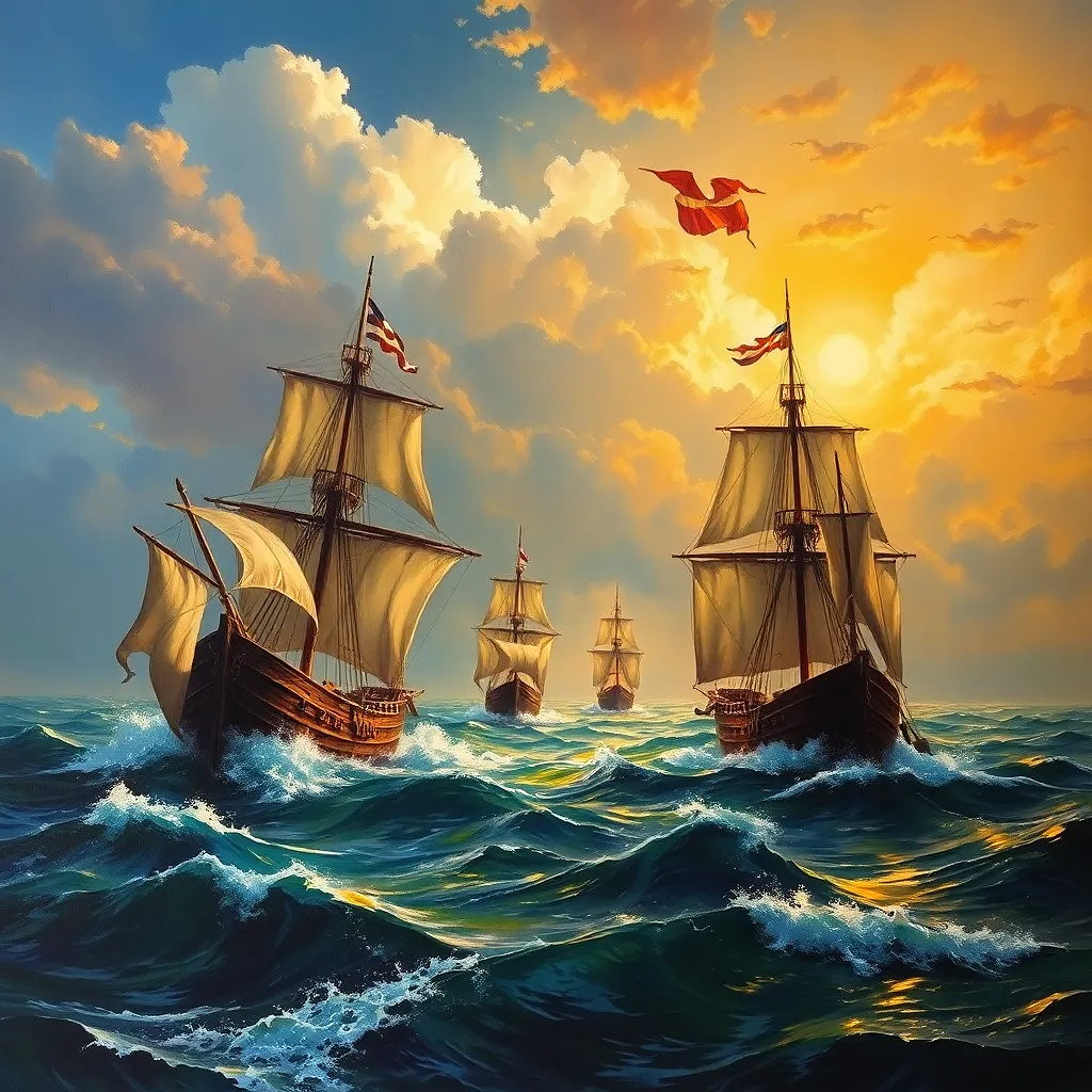 War between ancien ships in the sea, oil painting.  War between ancien ships in the sea, oil painting.