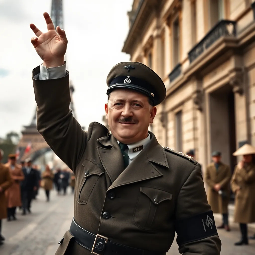 Happy Hitler in Paris after his victory
