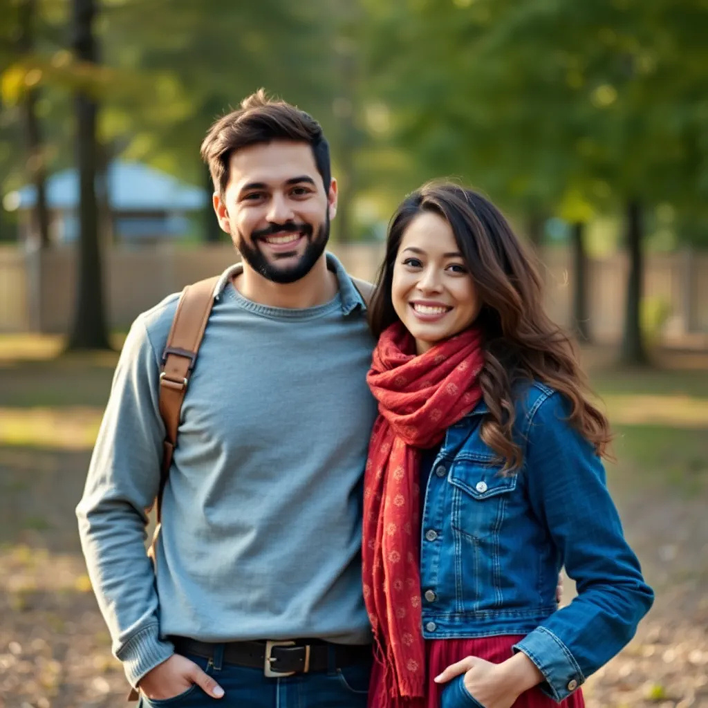 Happy Canadian couple, full body