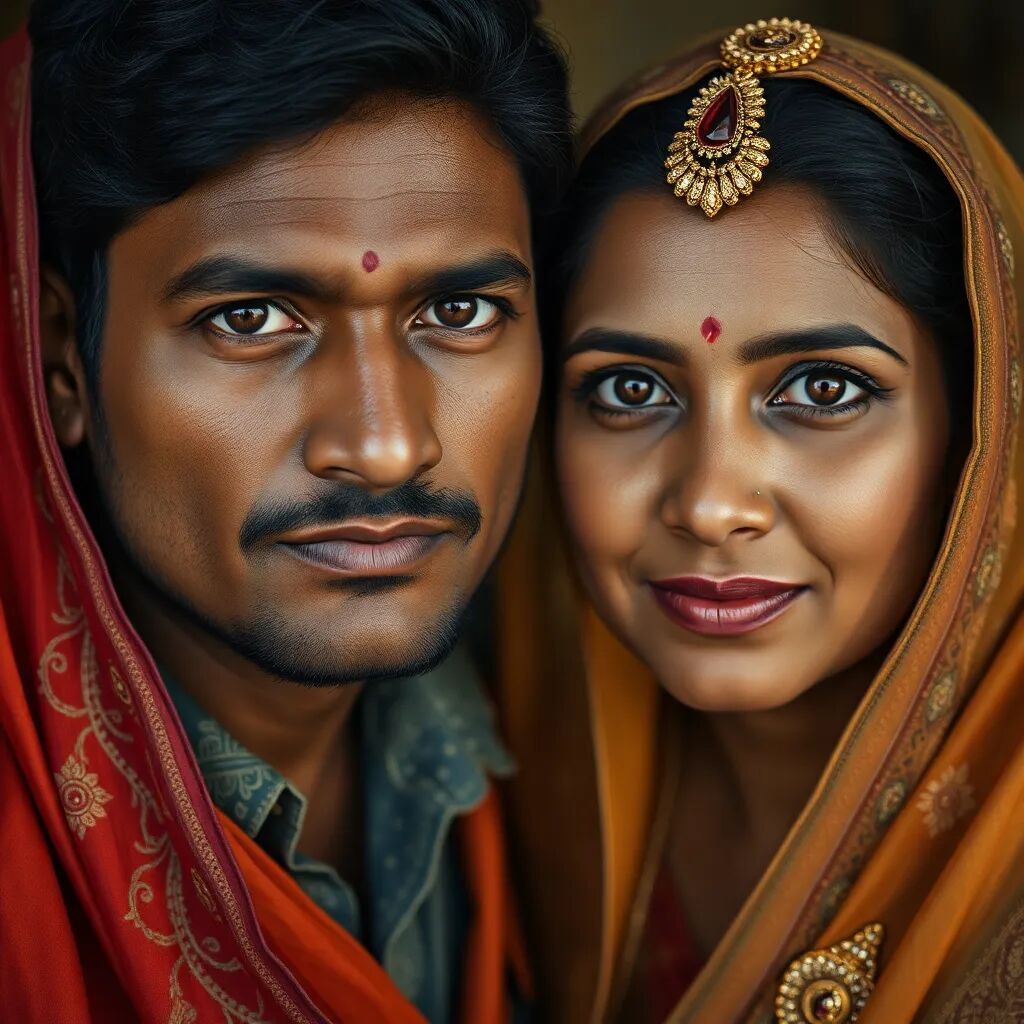 indian couple, full body