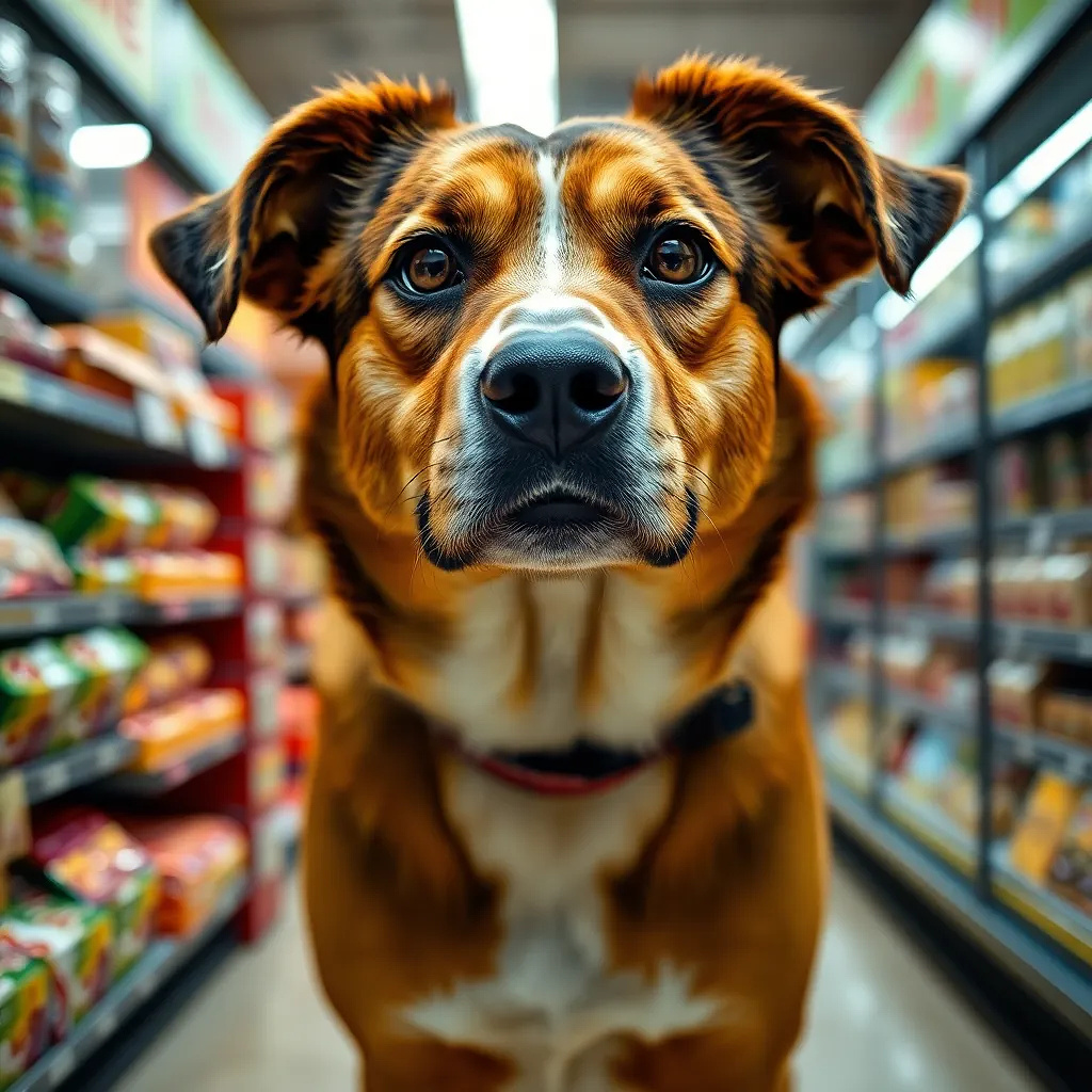 dog in the supermarket
