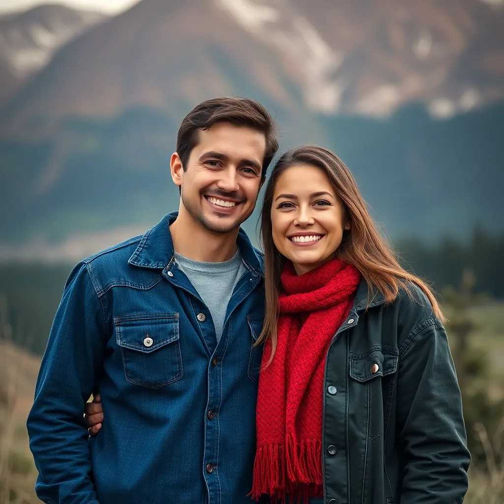 Happy Canadian couple, full body