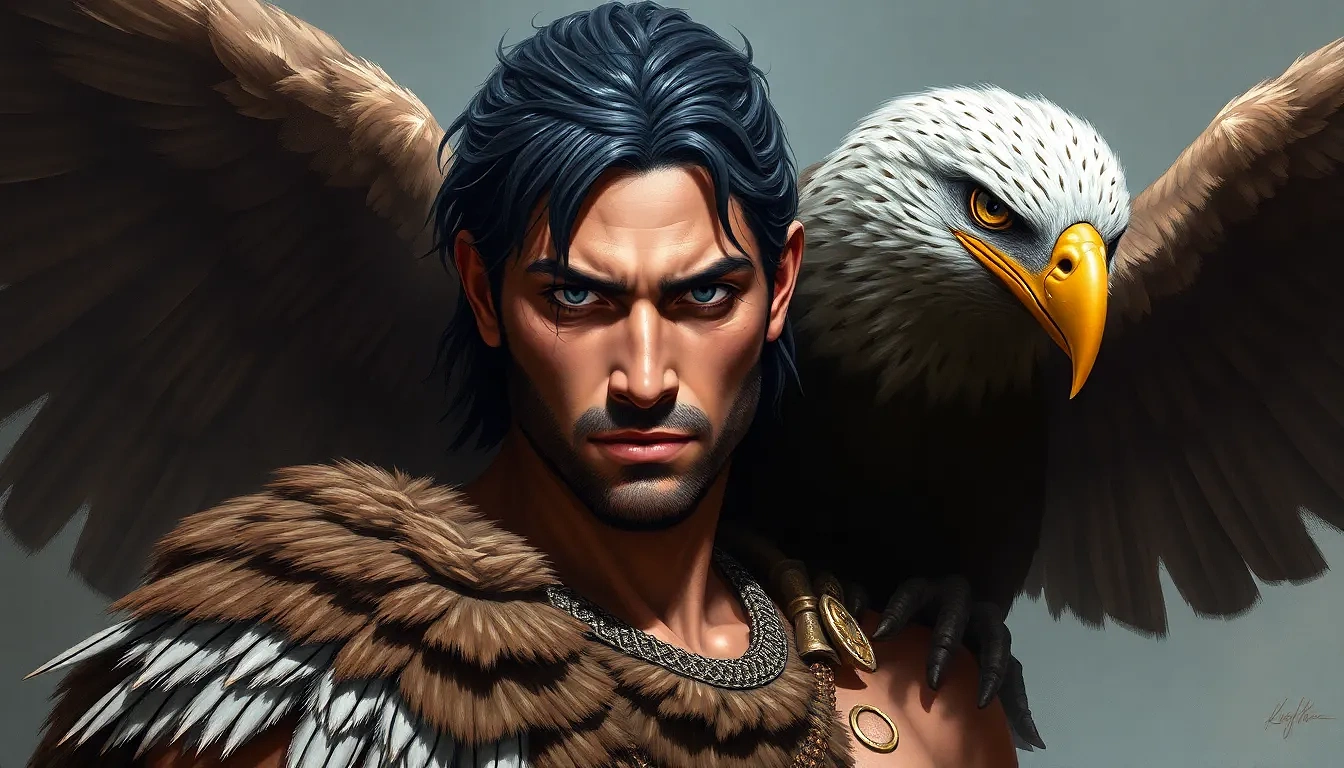 Ancient warrior with his eagle