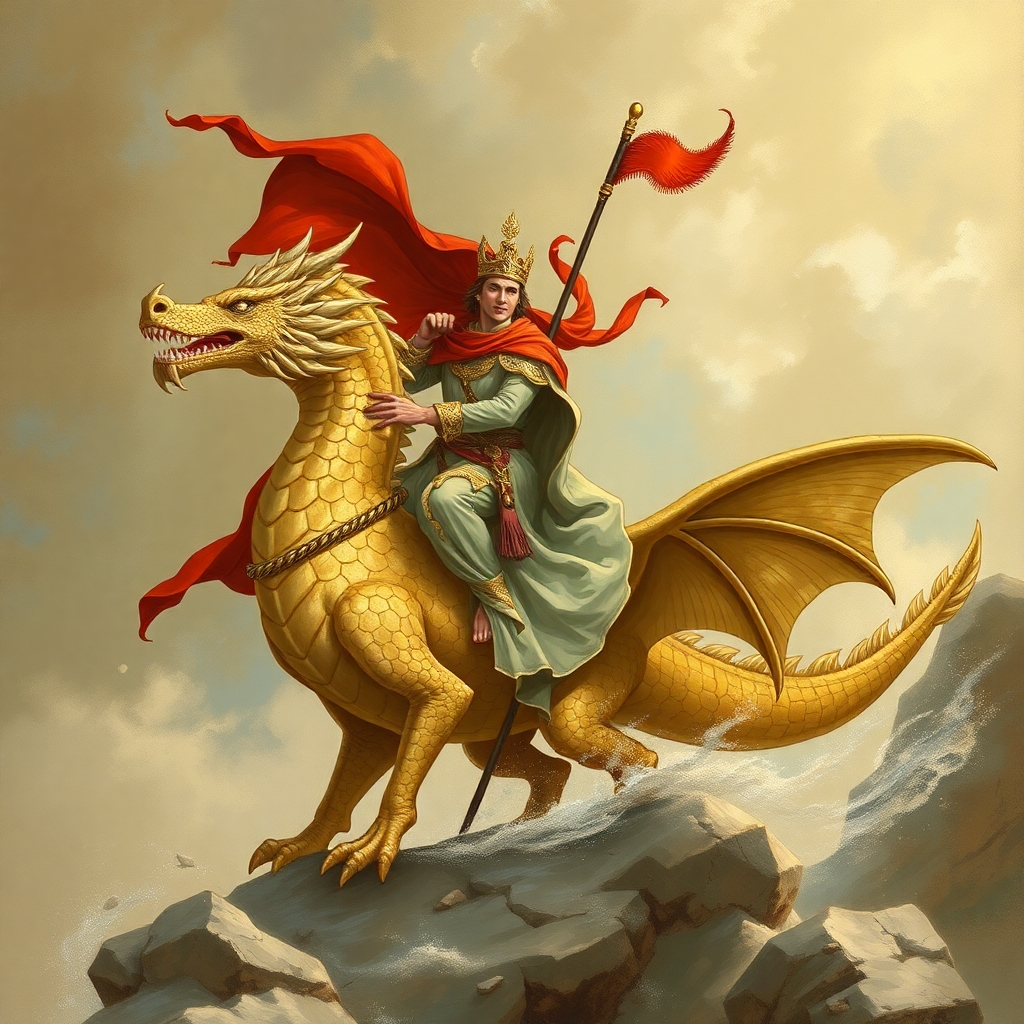 Ancient prince riding dragon
