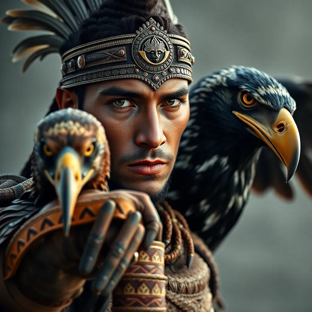 Ancient warrior with his eagle