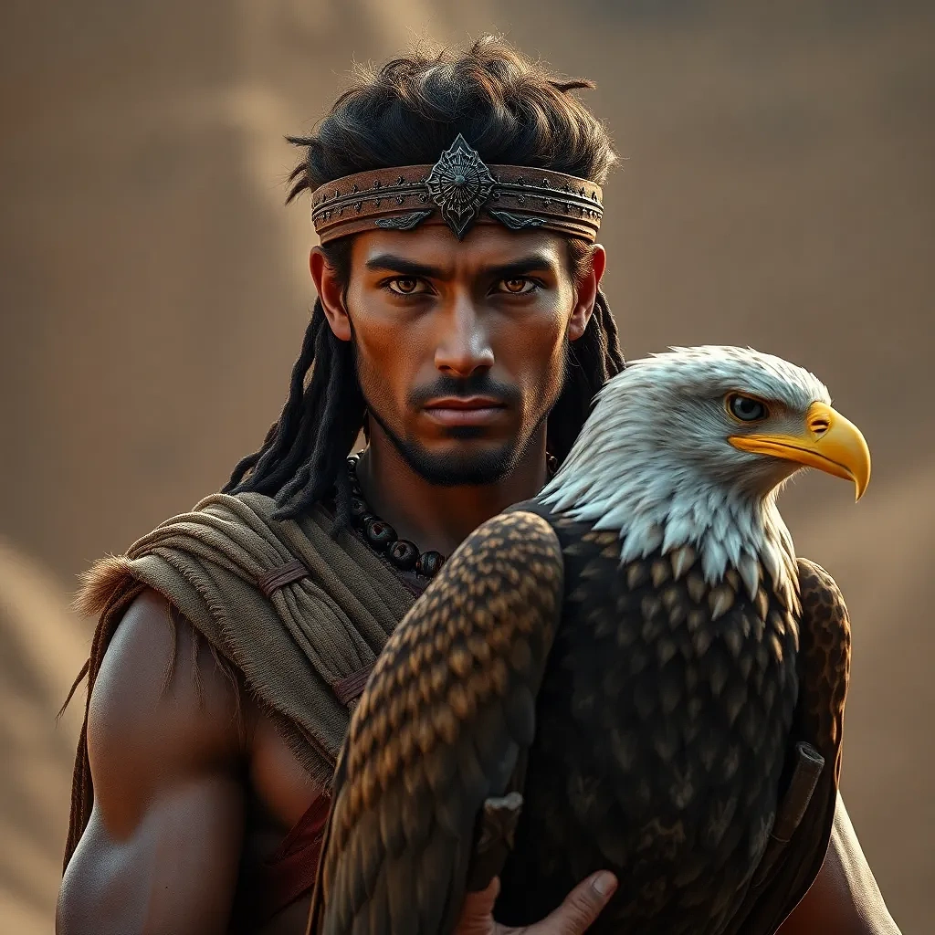 Ancient warrior with his eagle