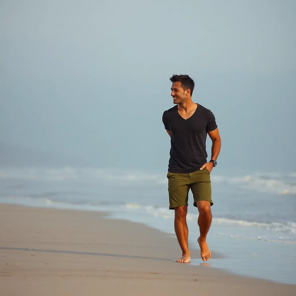 australian couple walking in the beach