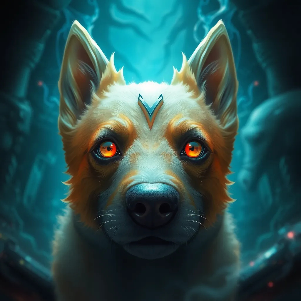 Dog scared in the zoo, fantasy