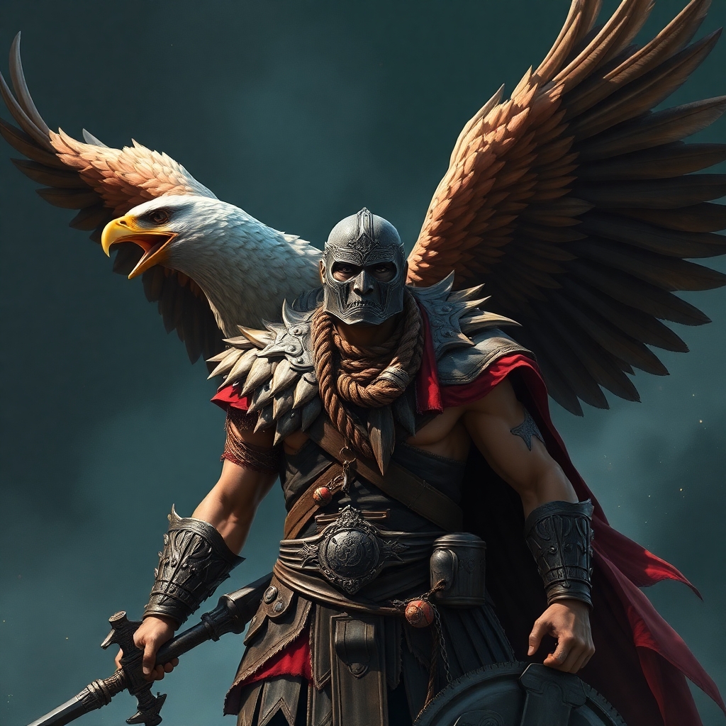 Ancient warrior with his eagle