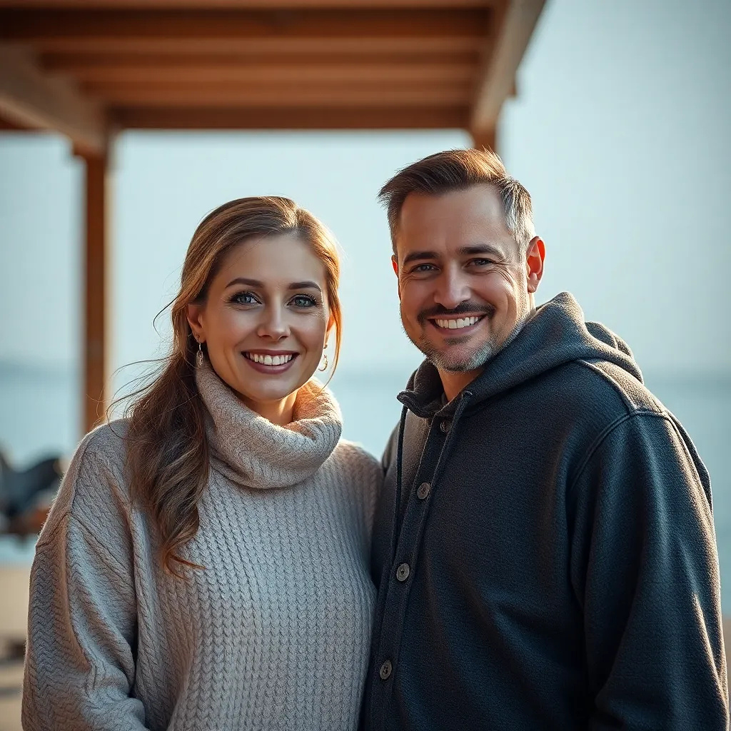 Happy Canadian couple, full body