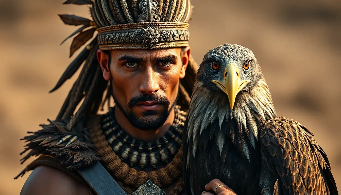 Ancient warrior with his eagle