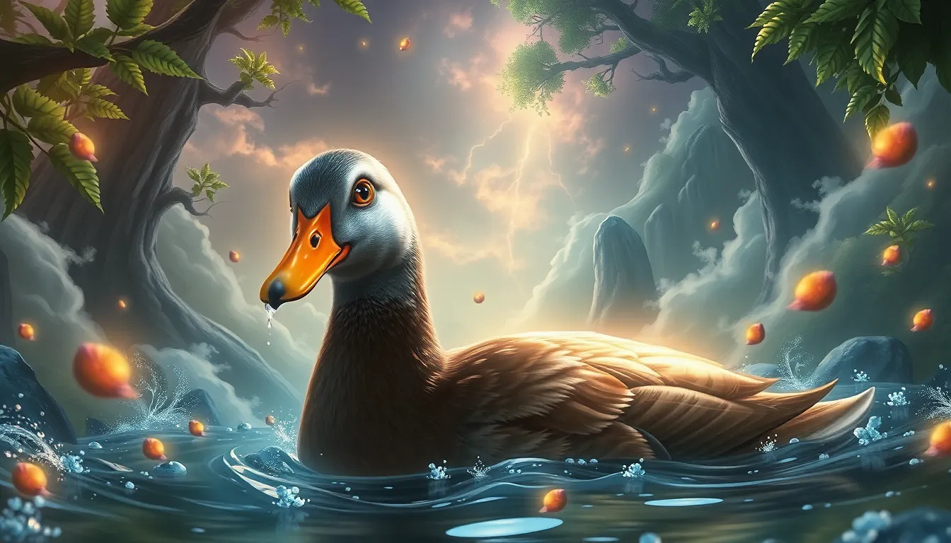 Duck in the fantastic nature
