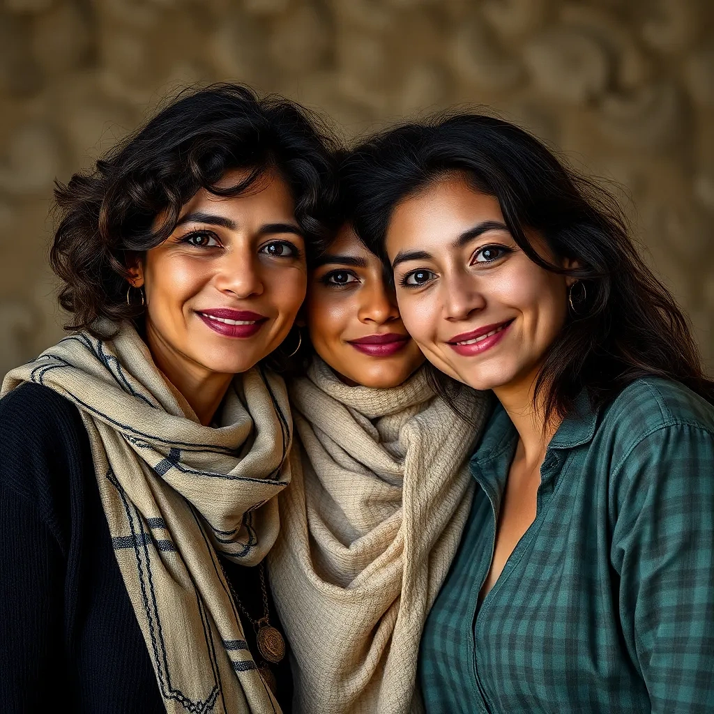 Great Friendship between women, detailed background, full body portrait, negative prompt: "medium shot"