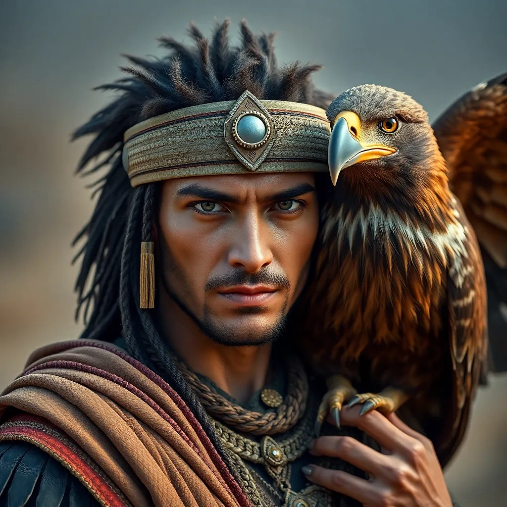 Ancient warrior with his eagle