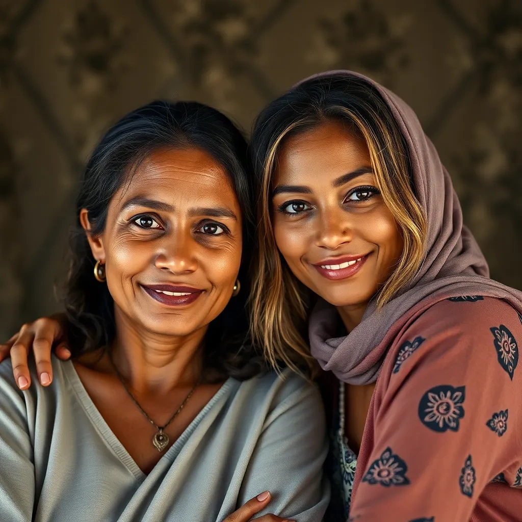 Great Friendship between women, detailed background, full-body shot, wide shot