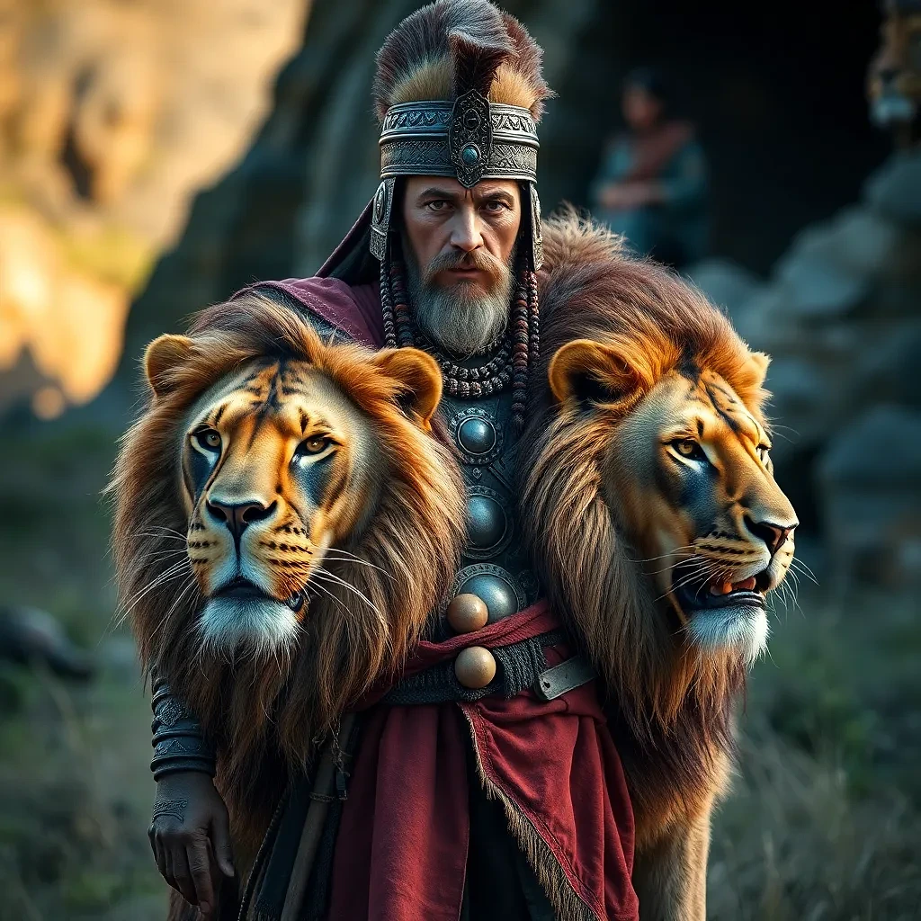 Ancient warrior with his lion
