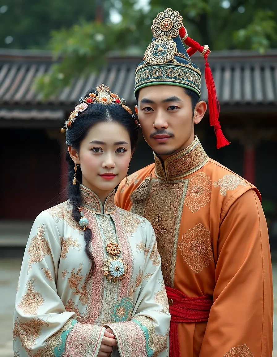 chinese prince with princess, full body