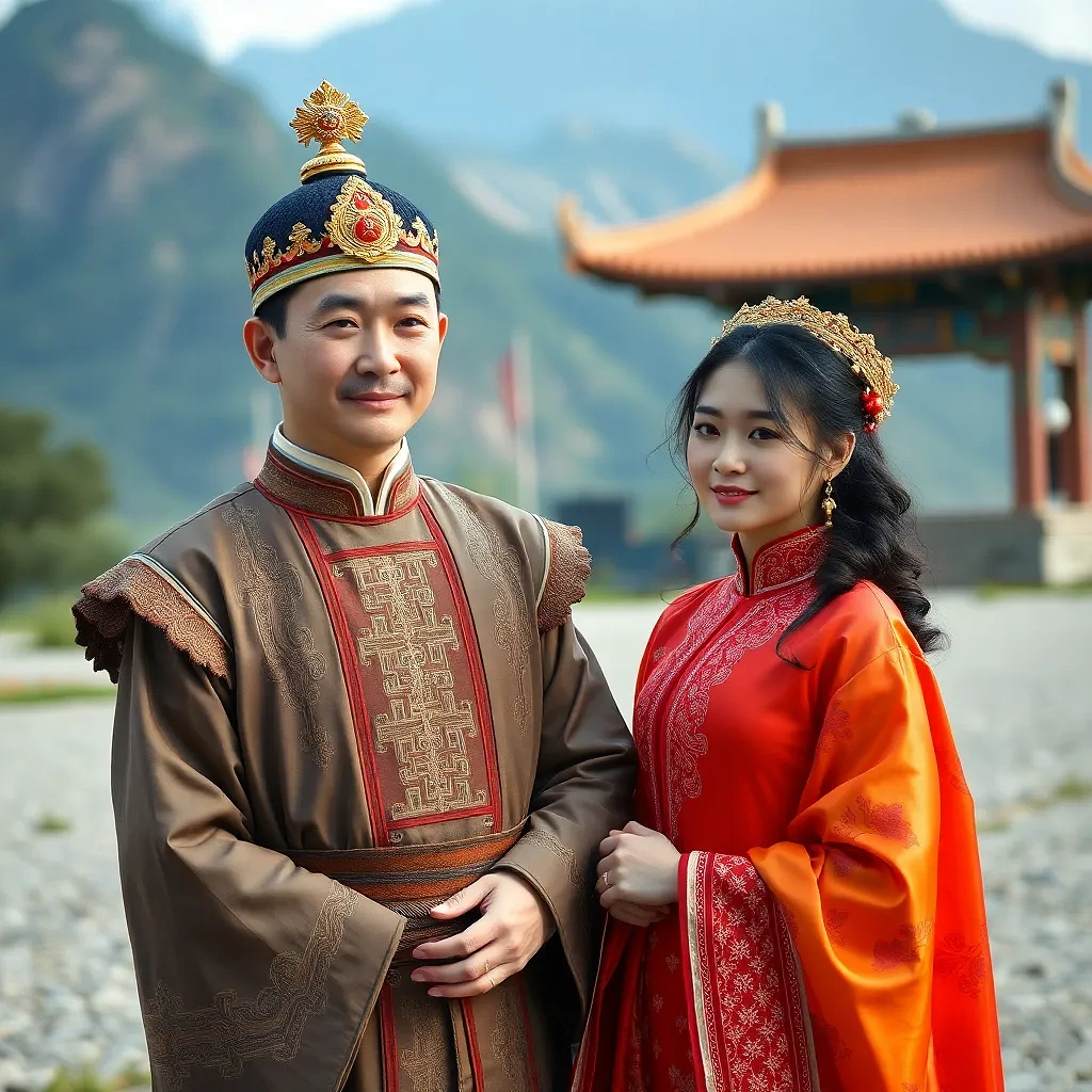 chinese prince with princess, full body