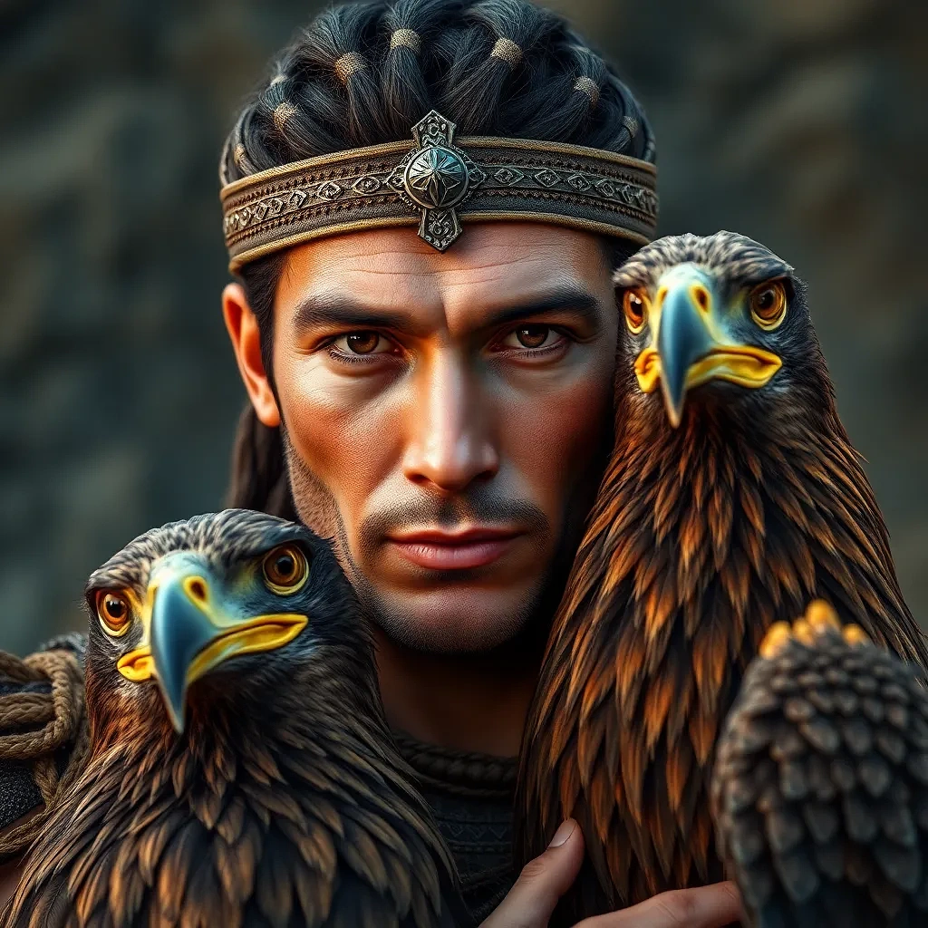 Ancient warrior with his eagle
