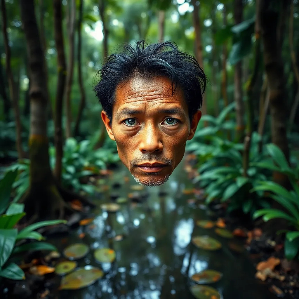 A rainforest where trees have glass leaves, rain freezes into stained-glass puddles, and fireflies carry tiny portraits of ancestors.