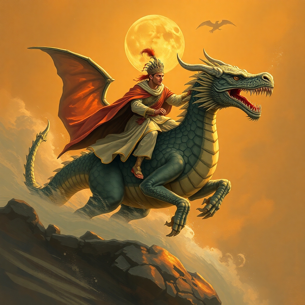 Ancient prince riding dragon