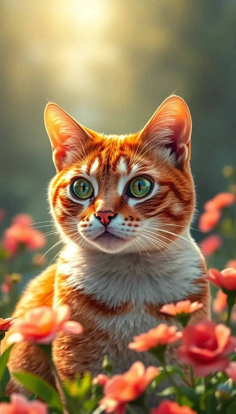 a cat in romantic view in summer