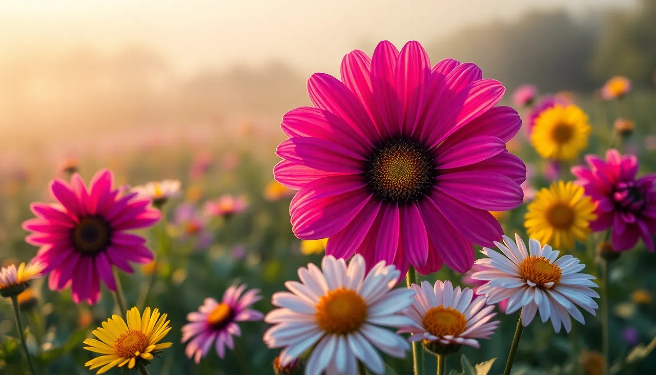 Beautiful flowers in vaste nature