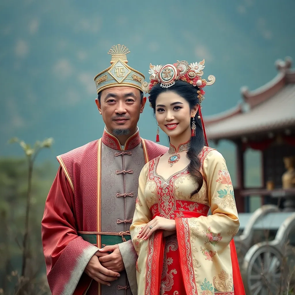 chinese prince with princess, full body
